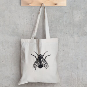 canvas bag with fly illustration